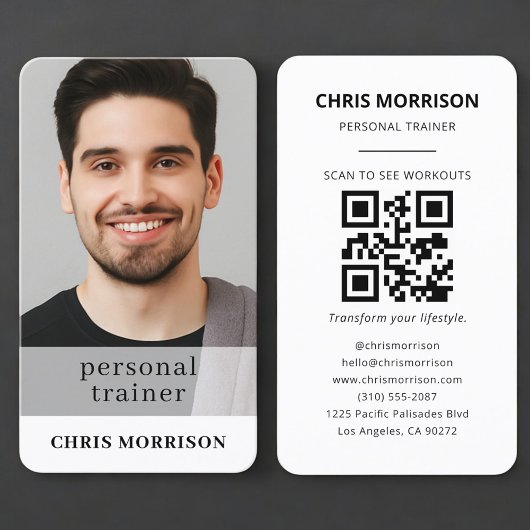 Carte de visite de coach sportif avec QR Code et p