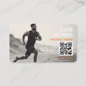 Carte de visite de coach sportif QR Code noir et b (Devant)