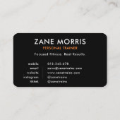 Carte de visite de coach sportif QR Code noir et b (Dos)