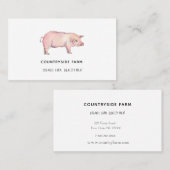 Carte de visite de cochon aquarelle (Devant / Derrière)