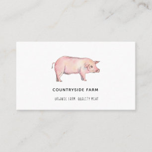 Carte de visite de cochon aquarelle