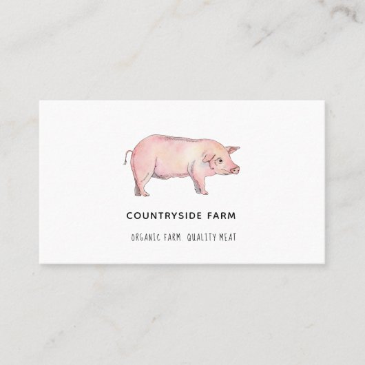 Carte de visite de cochon aquarelle (Devant)
