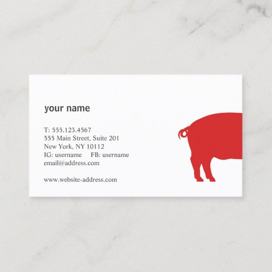 Carte de visite de cochon rouge (Dos)