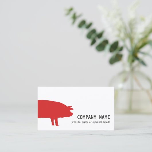 Carte de visite de cochon rouge (Debout devant)