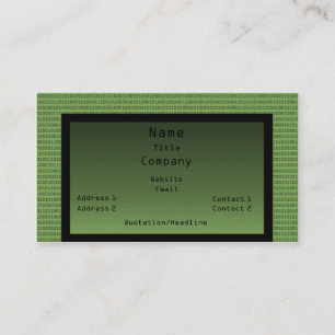 Carte de visite de code binaire, vert