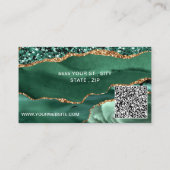 Carte de visite de code QR Agate Green Gold Partie (Dos)