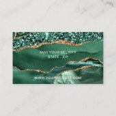 Carte de visite de code QR Agate Green Gold Partie (Dos)