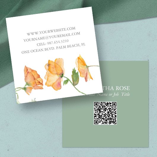 Carte de visite de code QR - Aquarelle Florale