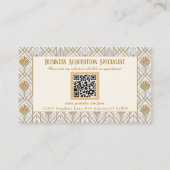 Carte de visite de code QR Art Déco blanc (Dos)