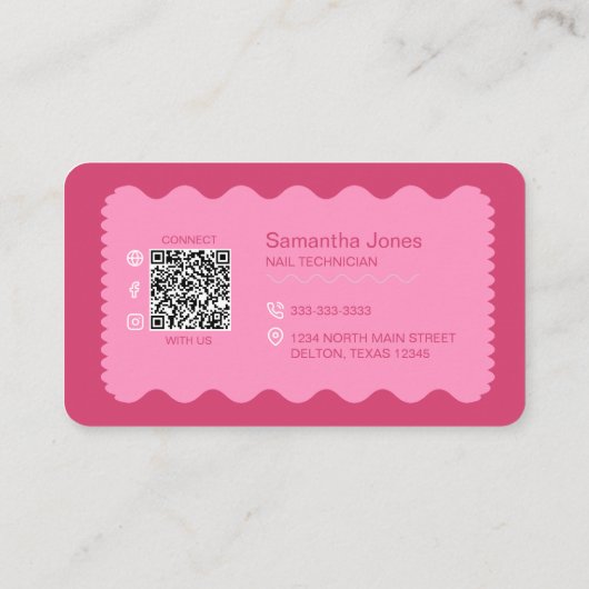 Carte de visite de code QR avec clous roses (Dos)