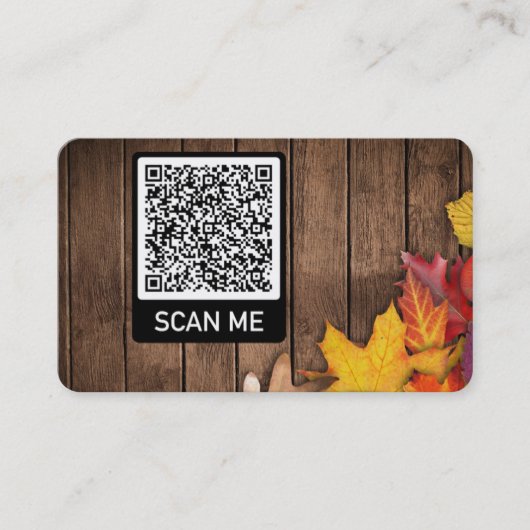 Carte de visite de code QR avec feuilles d'automne (Devant)