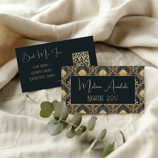 Carte de visite de code QR Dark Art Deco