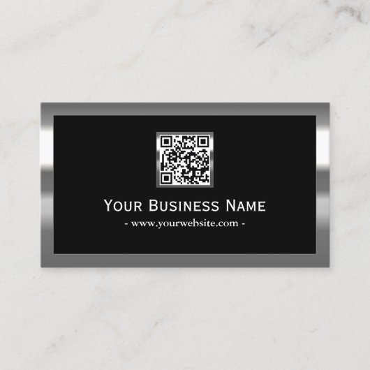 Carte de visite de code QR de frontière métallique (Devant)