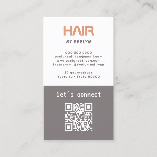 Carte de visite de code QR de la photo en noir bla (Dos)