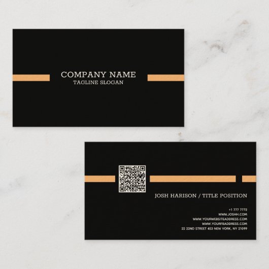 Carte de visite de code QR de lignes géométriques (Devant / Derrière)