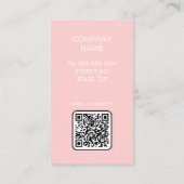 Carte de visite de code QR de logo simple rose pâl (Dos)