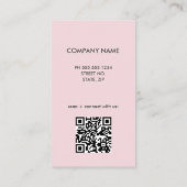 Carte de visite de code QR de logo simple rose pâl (Dos)