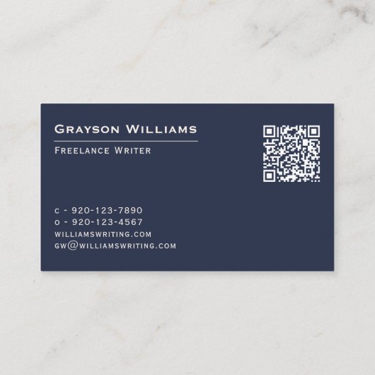 Carte de visite de code QR de Quill Freelance Writ (Dos)