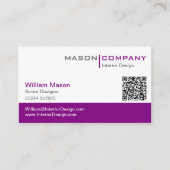 Carte de visite de code QR d'entreprise violet et  (Devant)
