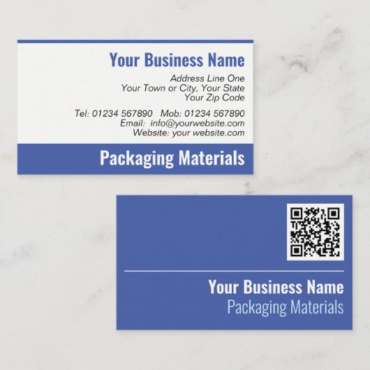Carte de visite de code QR des matériaux d'emballa (Devant / Derrière)