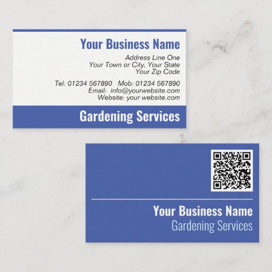 Carte de visite de code QR des services de jardina (Devant / Derrière)