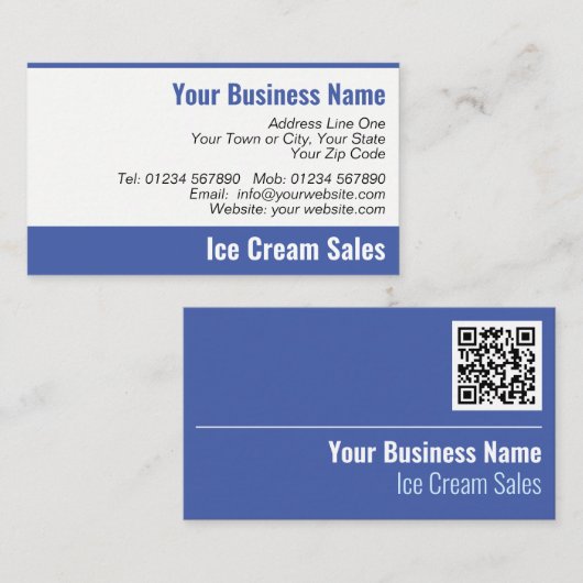 Carte de visite de code QR des ventes de crème gla (Devant / Derrière)