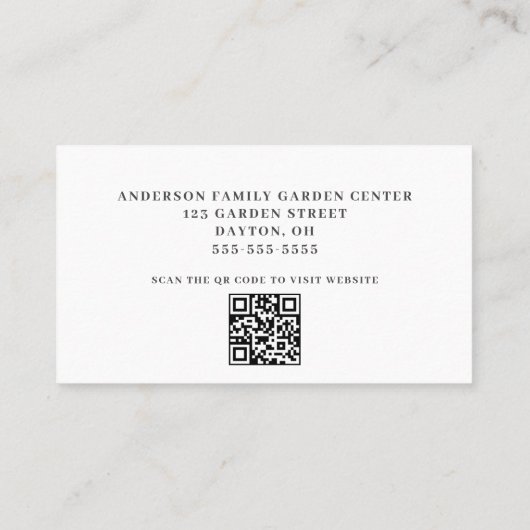 Carte de visite de code QR du centre de jardin (Dos)