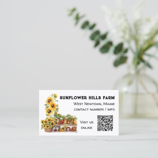 Carte de visite de code QR du marché agricole (Debout devant)