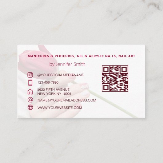 Carte de visite de code QR du Salon Nail (Dos)