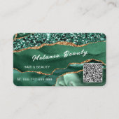 Carte de visite de code QR Emerald Green Parties s (Devant)