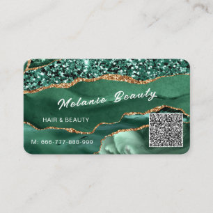 Carte de visite de code QR Emerald Green Parties s