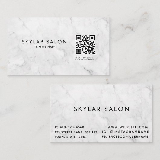 Carte de visite de code QR en marbre professionnel (Devant / Derrière)