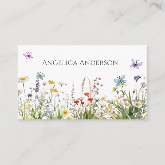 Carte de visite de code QR fleur sauvage (Devant)