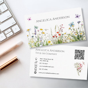 Carte de visite de code QR fleur sauvage