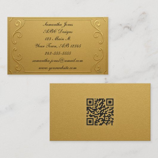 Carte de visite de code QR Gold Plaque (Devant / Derrière)