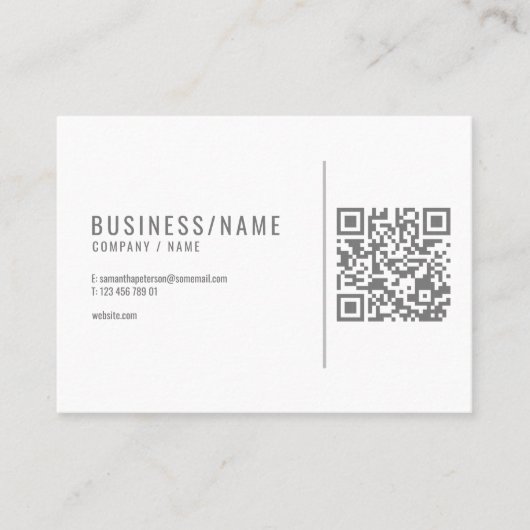 Carte de visite de code QR gris et blanc (Devant)