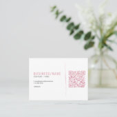 Carte de visite de code QR gris et rose (Debout devant)