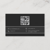 Carte de visite de code QR gris foncé simple (Dos)
