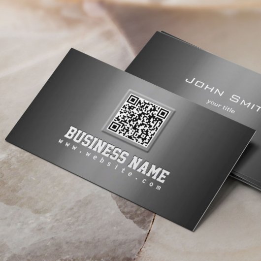 Carte de visite de code QR gris professionnel