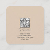 Carte de visite de code QR, Logo beige doux minima (Dos)