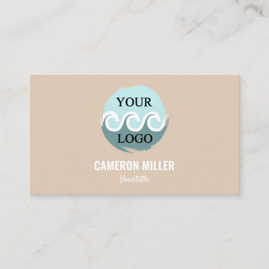 Carte de visite de code QR, Logo beige doux minima (Devant)