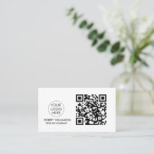 Carte de visite de code QR moderne avec logo perso (Debout devant)