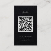 Carte de visite de code QR moderne noir de luxe (Devant)