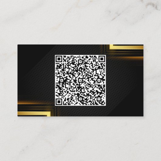 Carte de visite de code QR noir doré personnalisé (Dos)