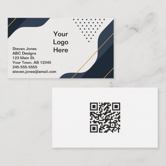 Carte de visite de code QR noir et gris abordable (Devant / Derrière)