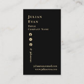 Carte de visite de code QR noir & or artistique (Dos)