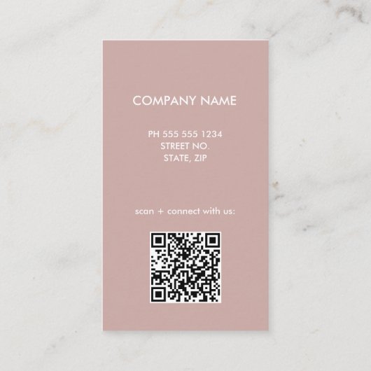 Carte de visite de code QR numérisable rose coupé (Dos)