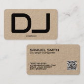 Carte de visite de code QR personnalisé DJ (Devant / Derrière)