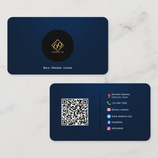 Carte de visite de code QR personnalisé moderne av (Devant / Derrière)