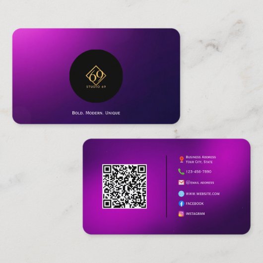 Carte de visite de code QR personnalisé moderne av (Devant / Derrière)